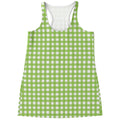 Green And White Check Pattern Print Women's Racerback Tank Top