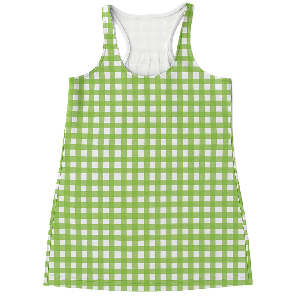 Green And White Check Pattern Print Women's Racerback Tank Top