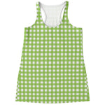 Green And White Check Pattern Print Women's Racerback Tank Top