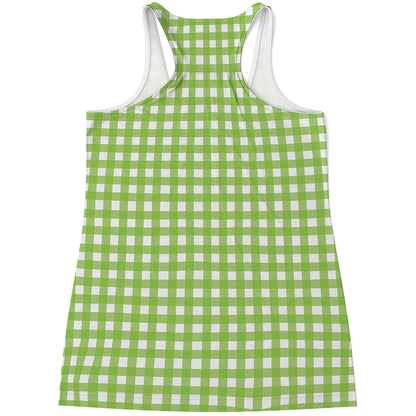 Green And White Check Pattern Print Women's Racerback Tank Top