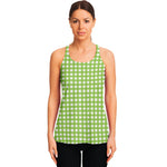 Green And White Check Pattern Print Women's Racerback Tank Top