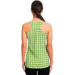Green And White Check Pattern Print Women's Racerback Tank Top