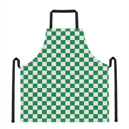 Green And White Checkered Pattern Print Apron