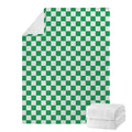 Green And White Checkered Pattern Print Blanket