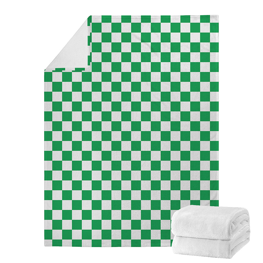 Green And White Checkered Pattern Print Blanket