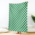 Green And White Checkered Pattern Print Blanket