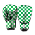 Green And White Checkered Pattern Print Boxing Gloves
