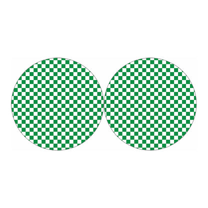 Green And White Checkered Pattern Print Car Coasters