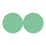 Green And White Checkered Pattern Print Car Coasters