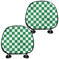 Green And White Checkered Pattern Print Car Headrest Covers