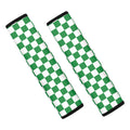 Green And White Checkered Pattern Print Car Seat Belt Covers