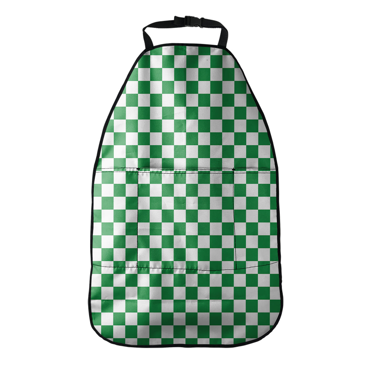 Green And White Checkered Pattern Print Car Seat Organizers