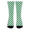 Green And White Checkered Pattern Print Crew Socks