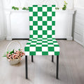 Green And White Checkered Pattern Print Dining Chair Slipcover