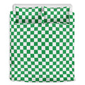 Green And White Checkered Pattern Print Duvet Cover Bedding Set