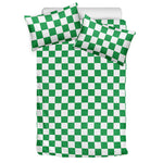 Green And White Checkered Pattern Print Duvet Cover Bedding Set