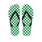Green And White Checkered Pattern Print Flip Flops
