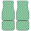 Green And White Checkered Pattern Print Front and Back Car Floor Mats