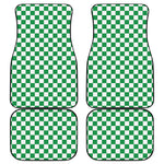 Green And White Checkered Pattern Print Front and Back Car Floor Mats