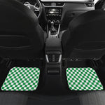 Green And White Checkered Pattern Print Front and Back Car Floor Mats