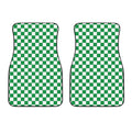 Green And White Checkered Pattern Print Front Car Floor Mats