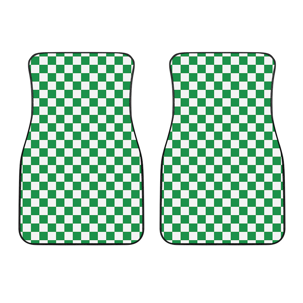 Green And White Checkered Pattern Print Front Car Floor Mats