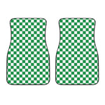 Green And White Checkered Pattern Print Front Car Floor Mats
