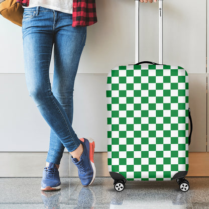 Green And White Checkered Pattern Print Luggage Cover