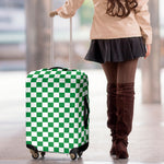 Green And White Checkered Pattern Print Luggage Cover