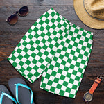 Green And White Checkered Pattern Print Men's Shorts