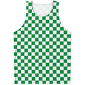 Green And White Checkered Pattern Print Men's Tank Top