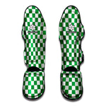Green And White Checkered Pattern Print Muay Thai Shin Guard