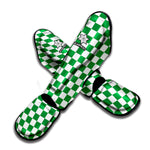 Green And White Checkered Pattern Print Muay Thai Shin Guard