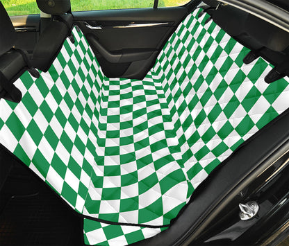 Green And White Checkered Pattern Print Pet Car Back Seat Cover