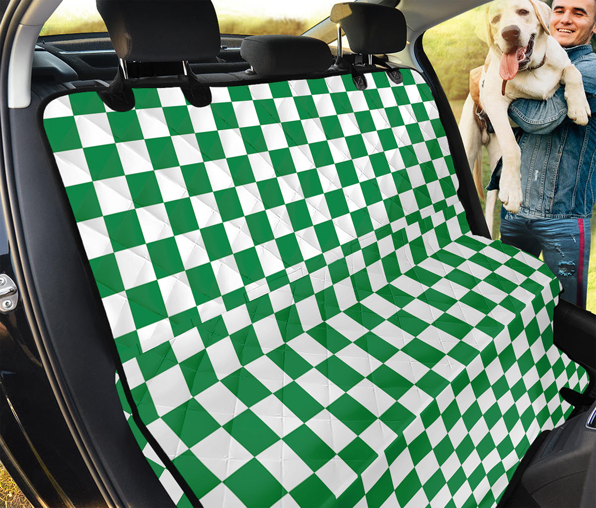 Green And White Checkered Pattern Print Pet Car Back Seat Cover