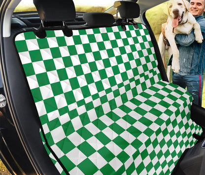 Green And White Checkered Pattern Print Pet Car Back Seat Cover