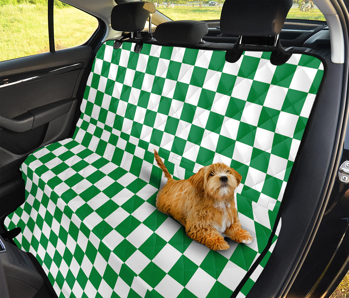 Green And White Checkered Pattern Print Pet Car Back Seat Cover