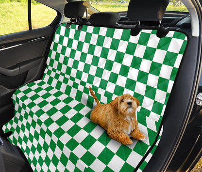 Green And White Checkered Pattern Print Pet Car Back Seat Cover