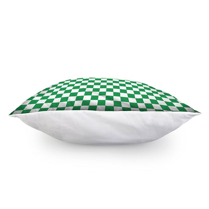 Green And White Checkered Pattern Print Pillow Cover
