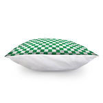 Green And White Checkered Pattern Print Pillow Cover