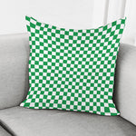 Green And White Checkered Pattern Print Pillow Cover