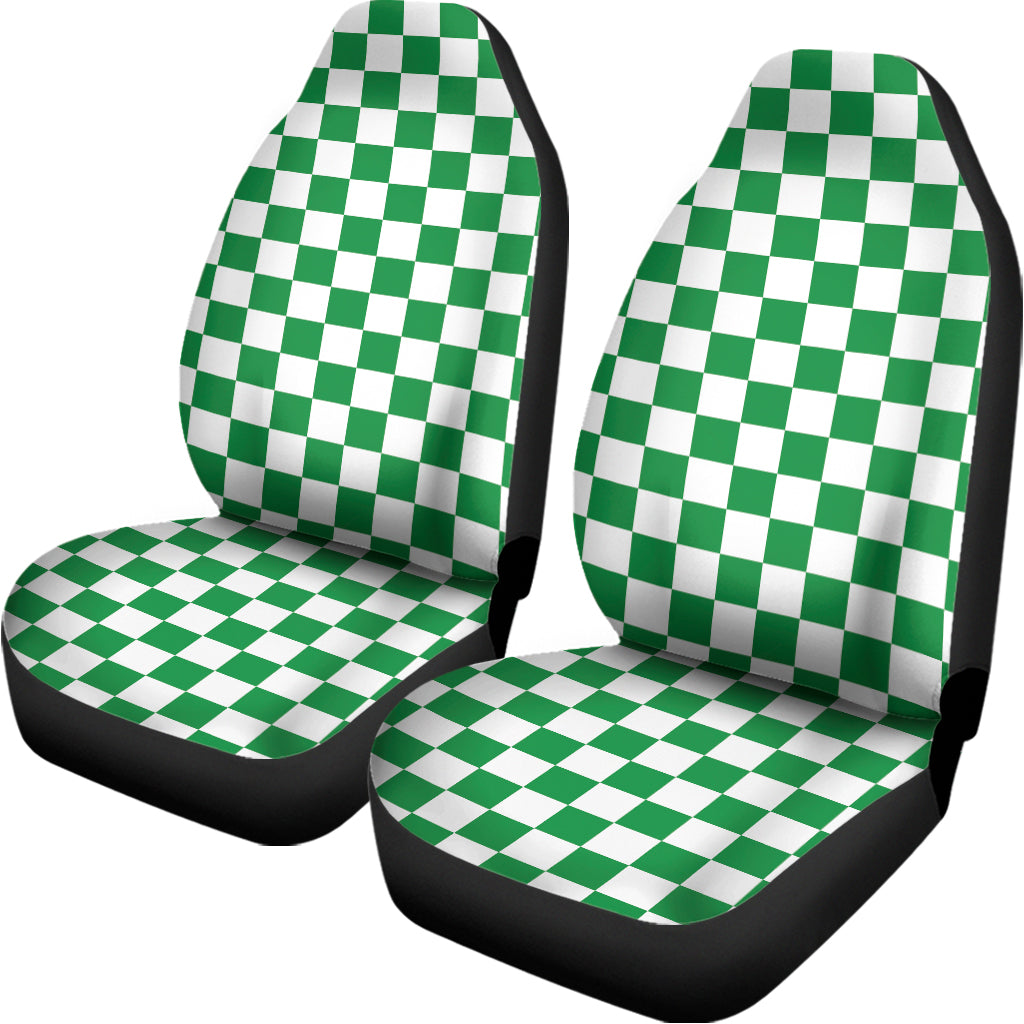 Green And White Checkered Pattern Print Universal Fit Car Seat Covers