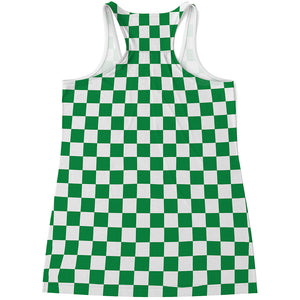 Green And White Checkered Pattern Print Women's Racerback Tank Top