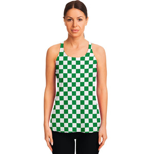 Green And White Checkered Pattern Print Women's Racerback Tank Top