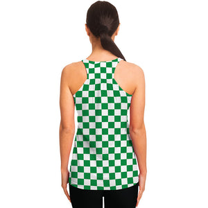 Green And White Checkered Pattern Print Women's Racerback Tank Top