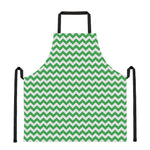 Green And White Chevron Pattern Print Apron