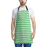 Green And White Chevron Pattern Print Apron