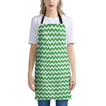 Green And White Chevron Pattern Print Apron
