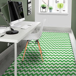 Green And White Chevron Pattern Print Area Rug