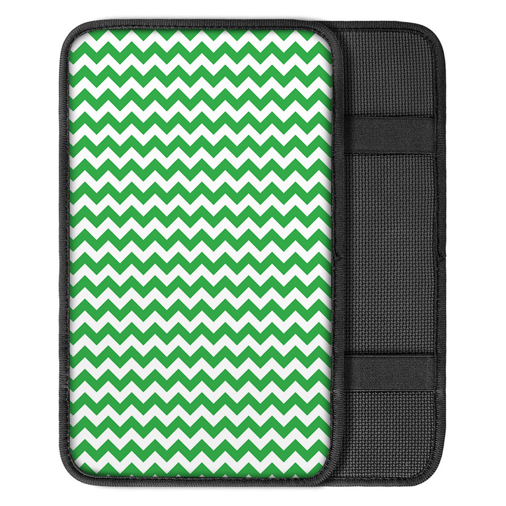 Green And White Chevron Pattern Print Car Center Console Cover